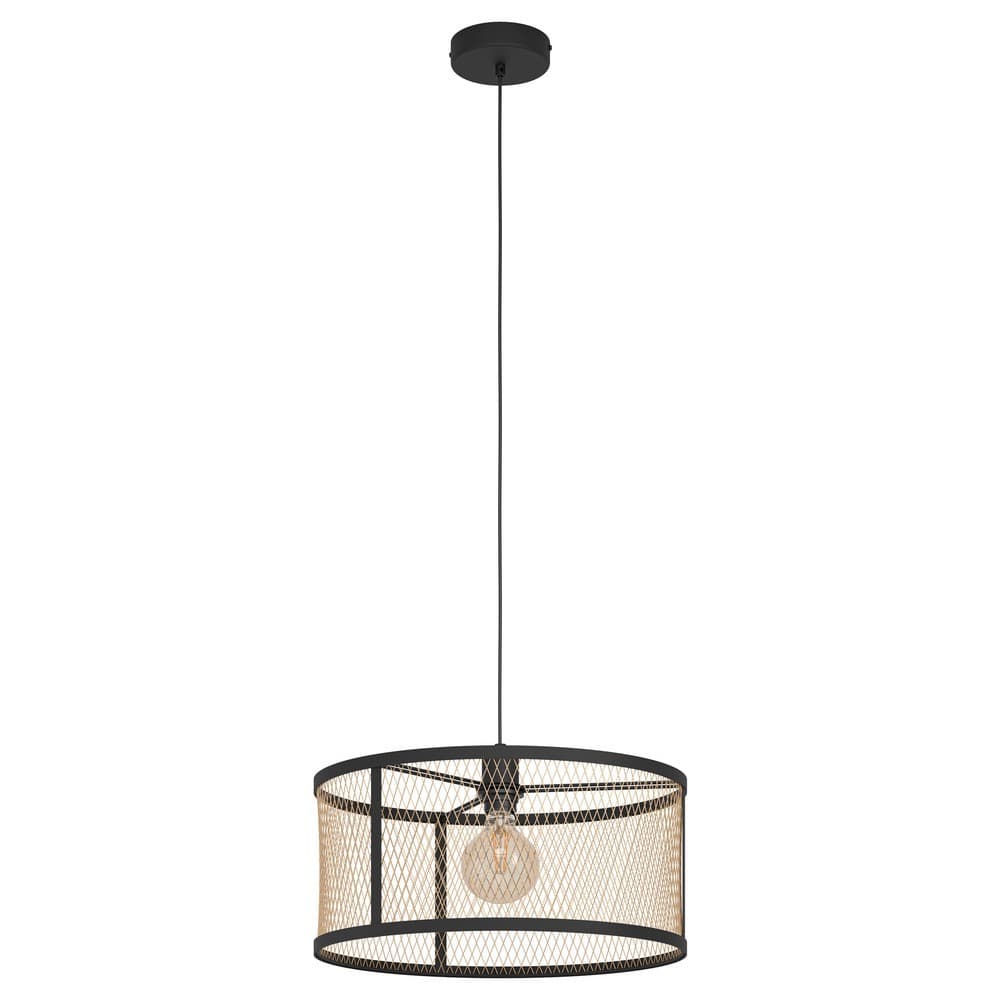 Eglo Verdant Large Black & Brass Caged Pendant Light - EGO Lighting