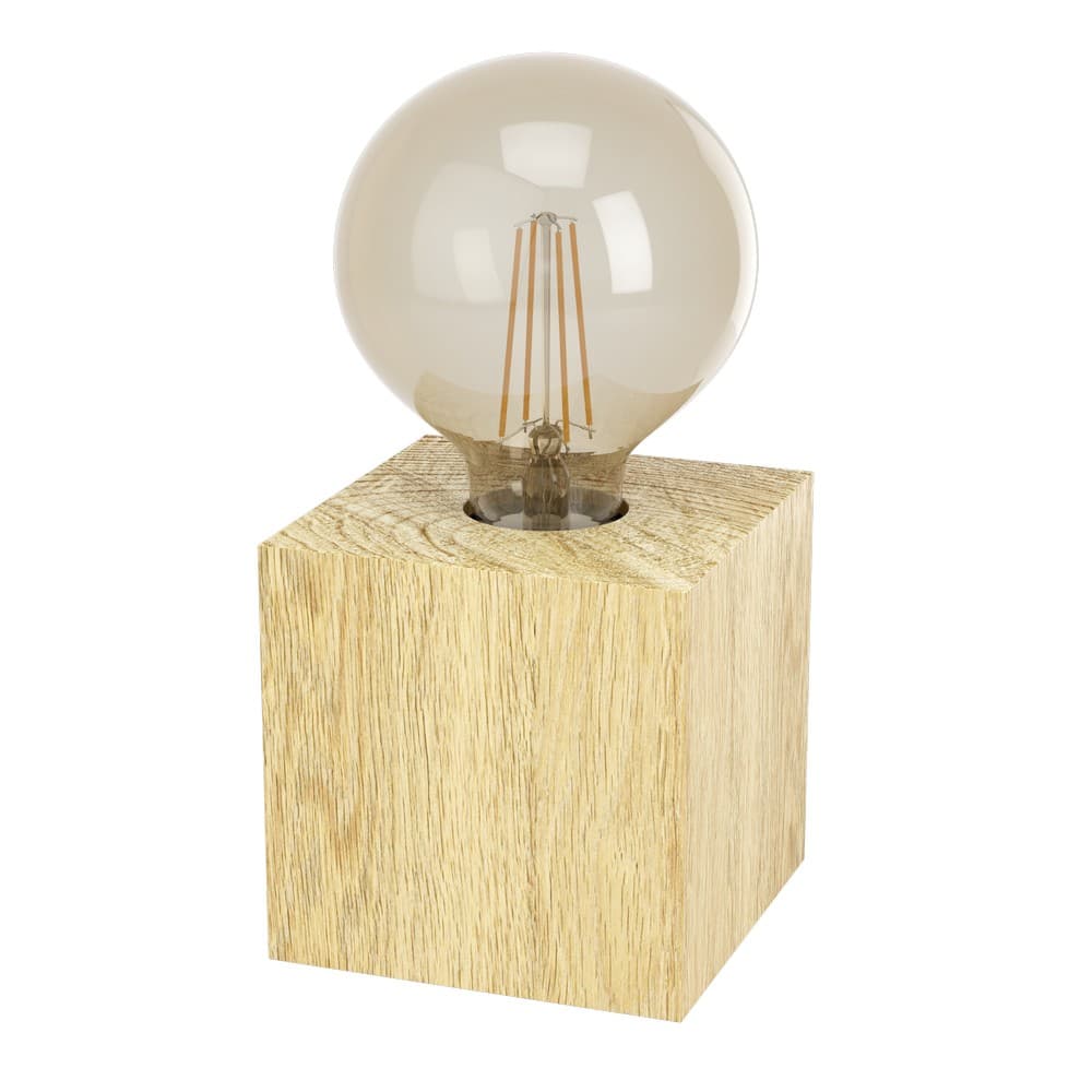 Eglo PRESTWICK 2 Natural Wooden Cube Table Light - Brown