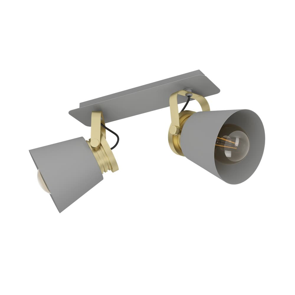 Eglo TWICKEN Matte Stone GRY & Gold Directional 2 Spotlight - Grey