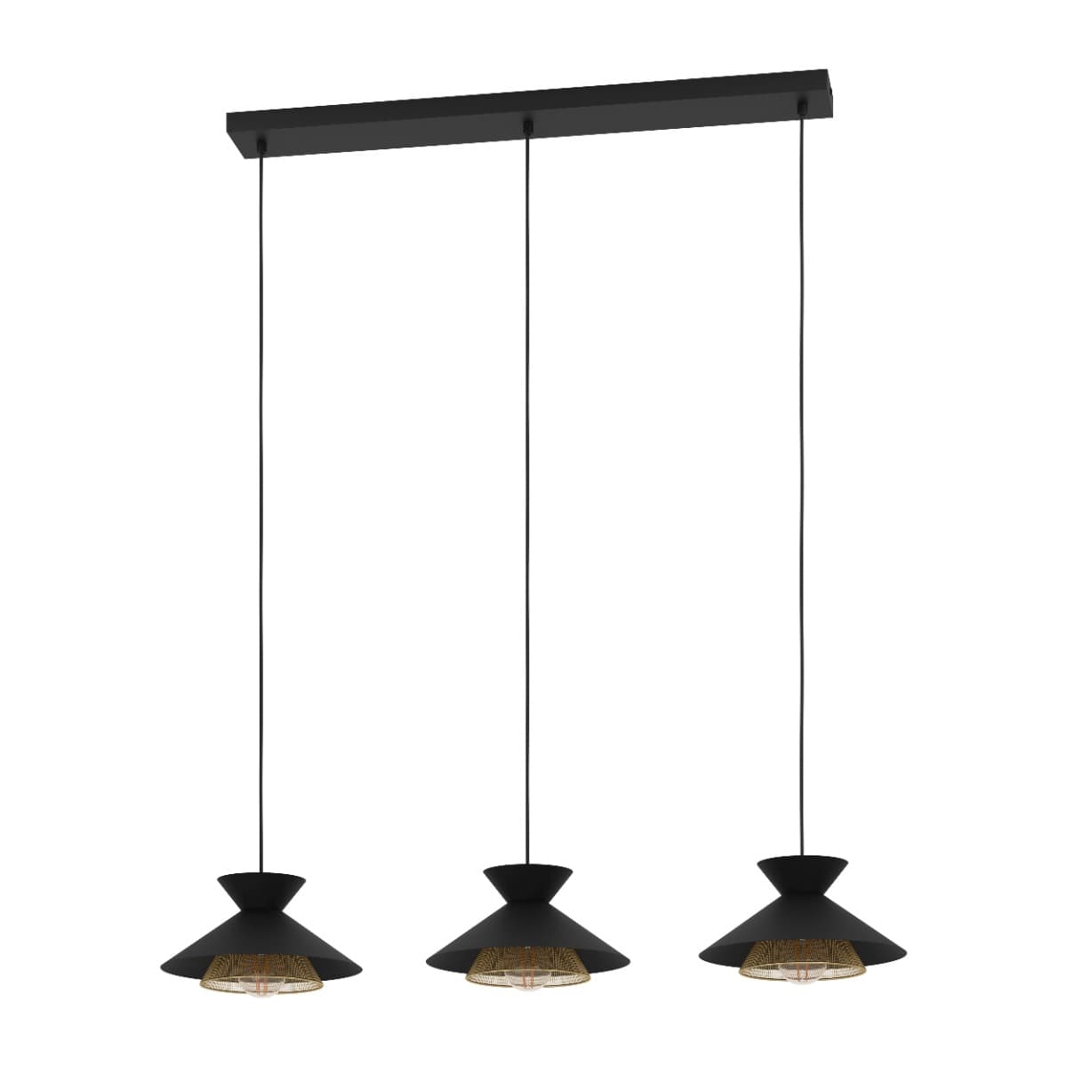 Eglo Grizedale Triple Black Brass E27 Pendant Light