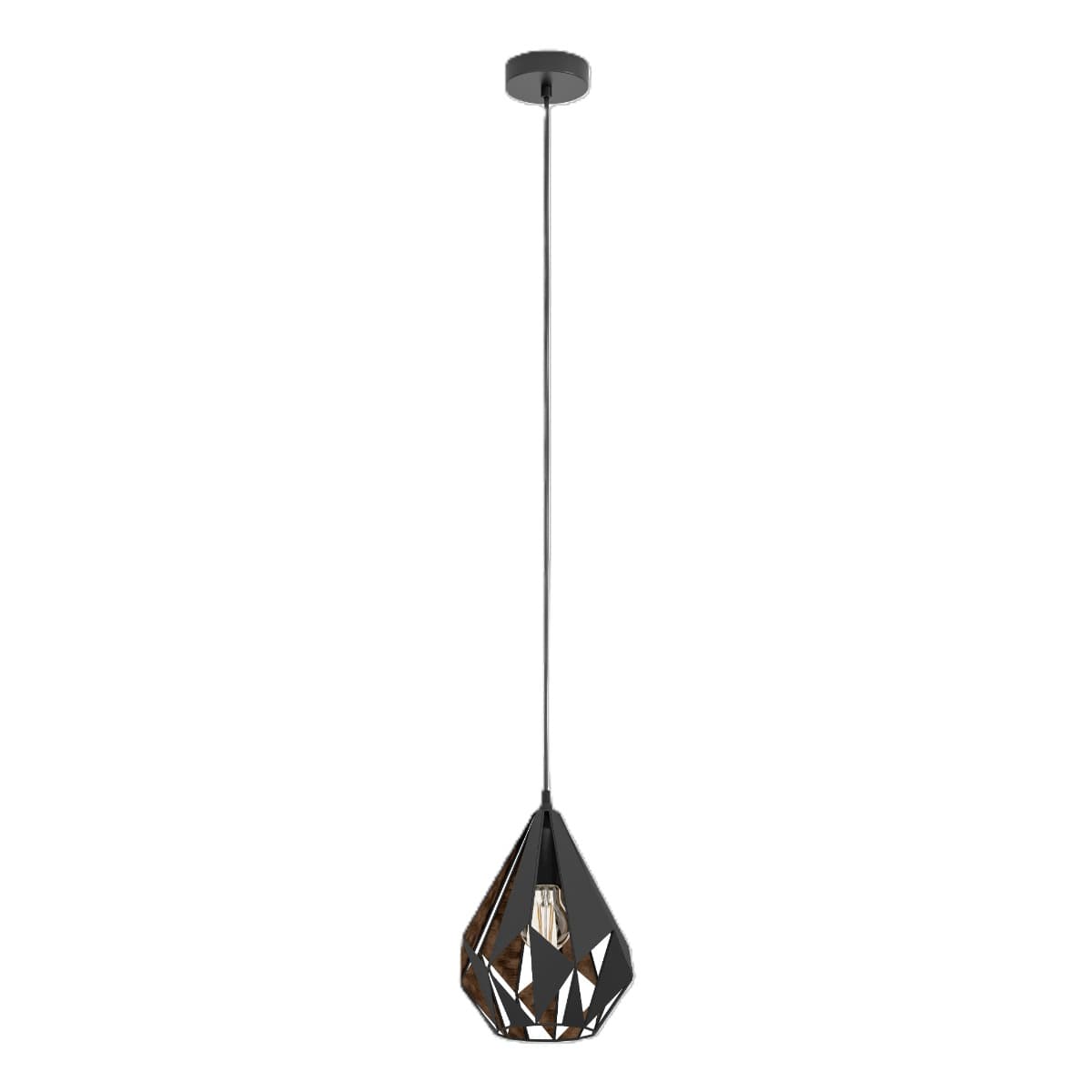 Eglo Carlton 1 Medium Black Copper E27 Pendant Light