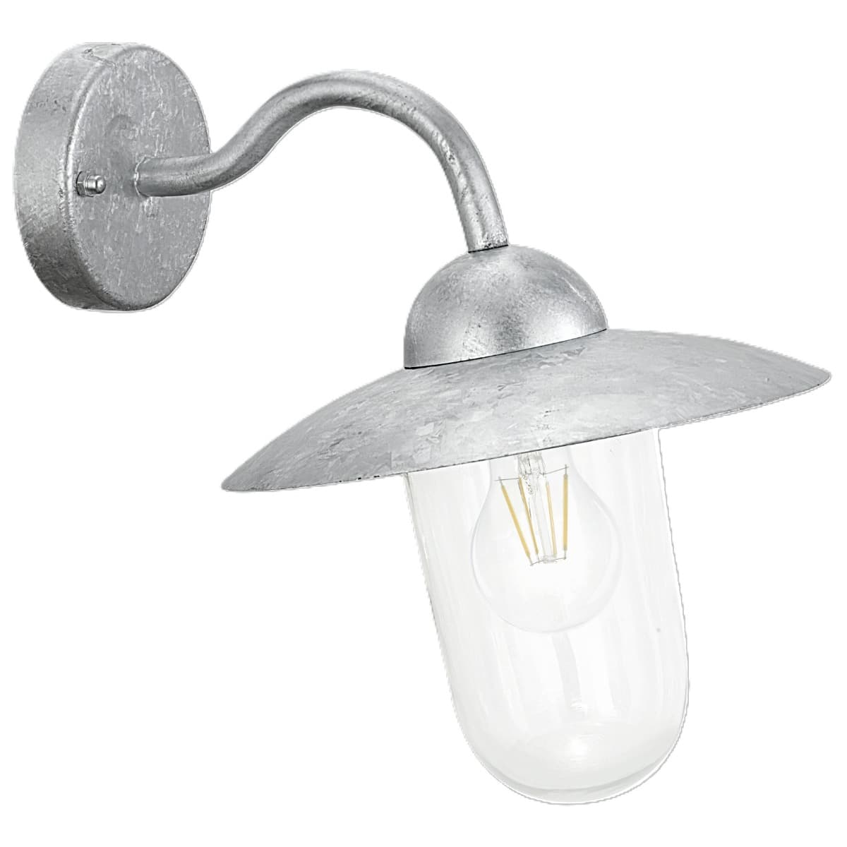 Eglo Milton Zinc-Plated Outdoor E27 Wall Light IP44 - Silver