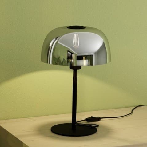 Eglo SOLO 2 Black & Smoked Black Rounded Glass Table Light