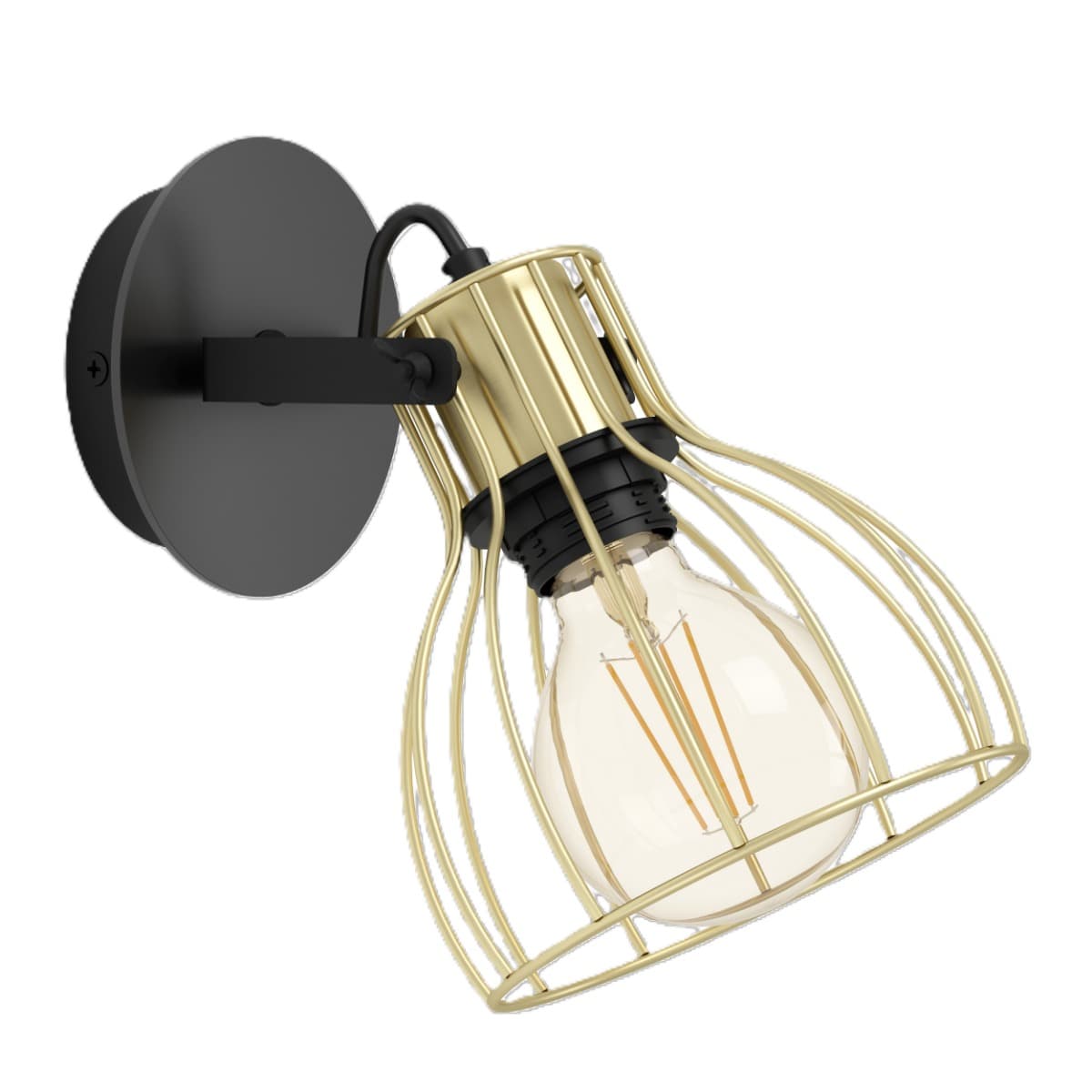 Eglo Sambatello Single Black Brushed Brass E27 Spotlight