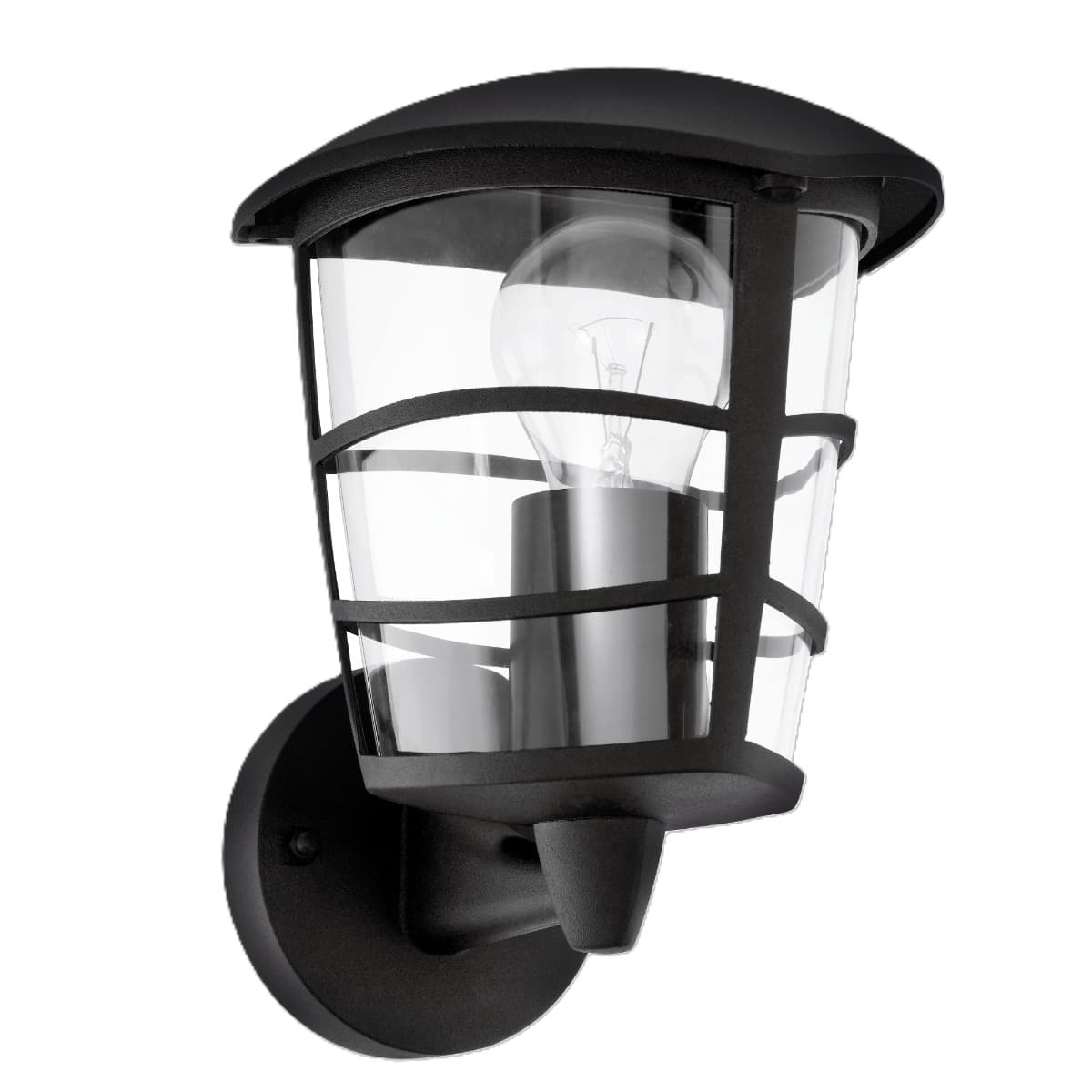 Eglo Aloria Black Upright Lantern Outdoor E27 Wall Light IP44