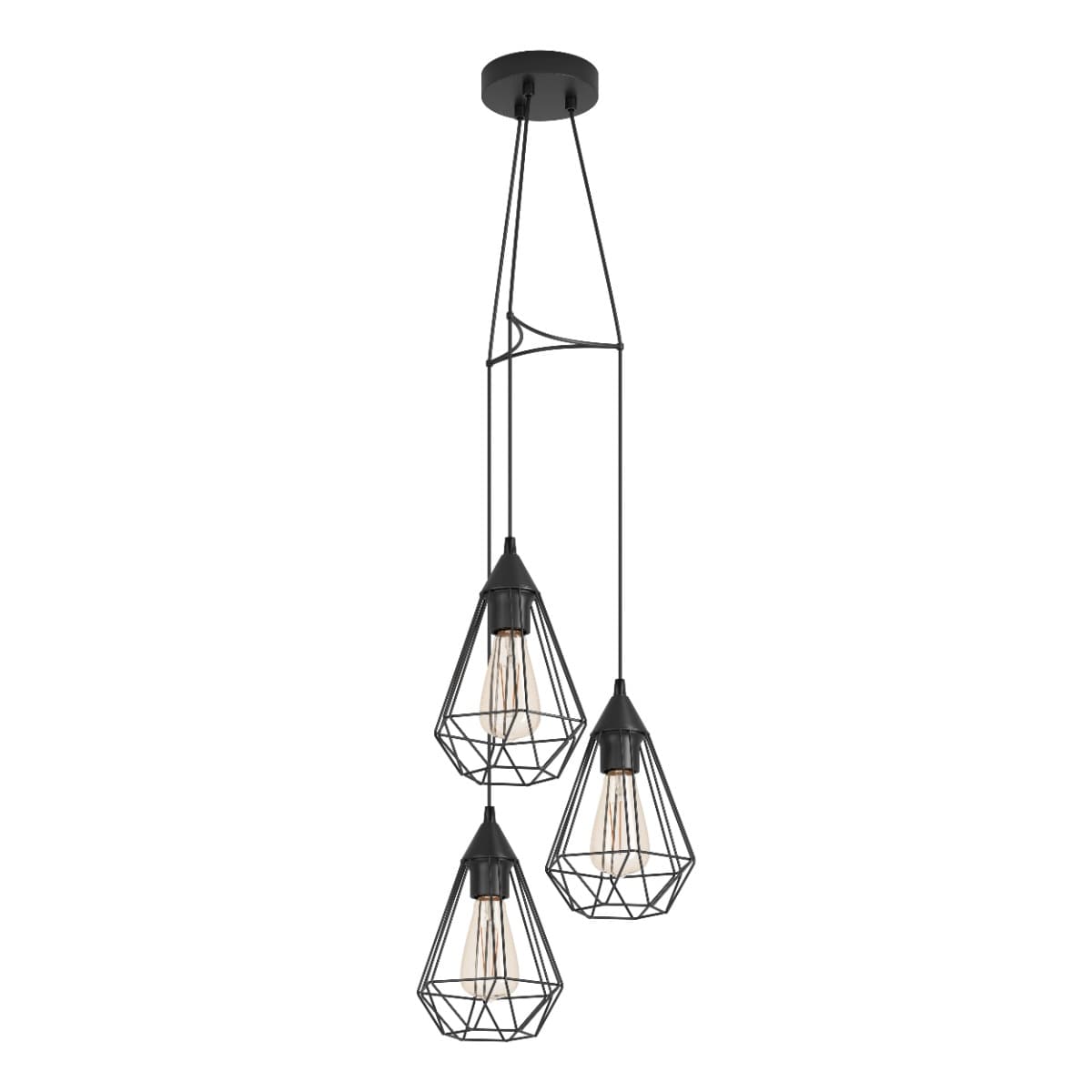 Eglo Tarbes Triple Black E27 Pendant Light