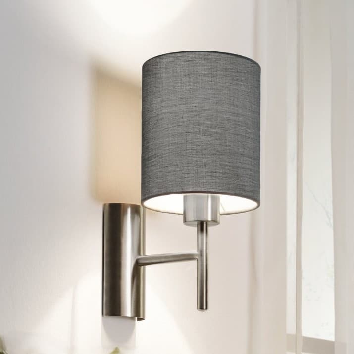 Eglo Pasteri Satin Nickel & Grey E27 Wall Light