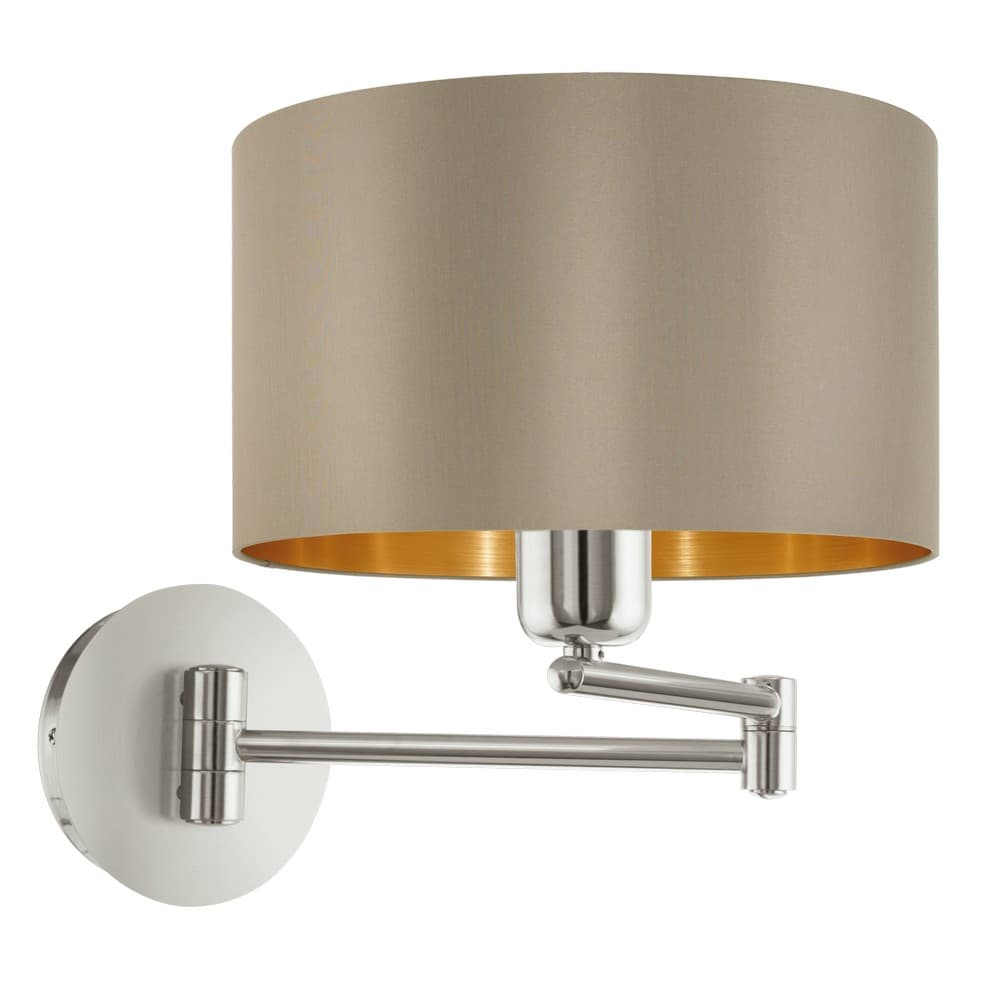 Eglo MASERLO Taupe & Gold Adjustable Wall Light - Nickel