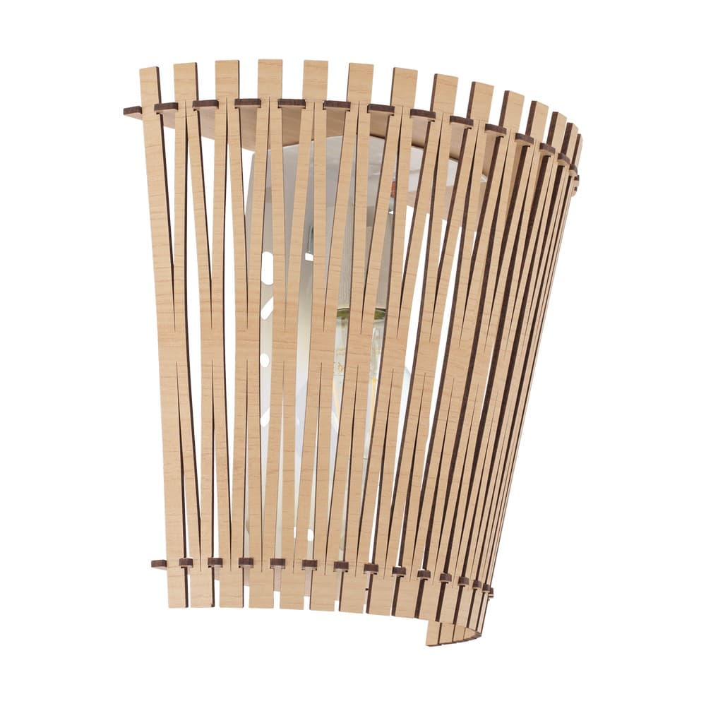 Eglo SENDERO Maple Wood Curved Slat Wall Light - White