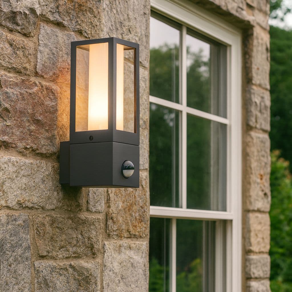 Saxby Lantern pIR IP44 7W Wall Light - Grey