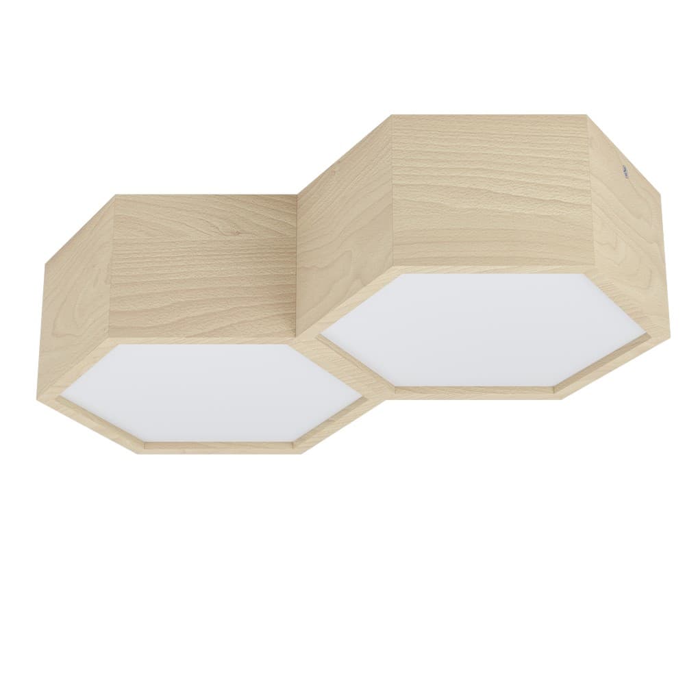 Eglo MIRLAS Wooden Hexagon Double Ceiling Light - Brown