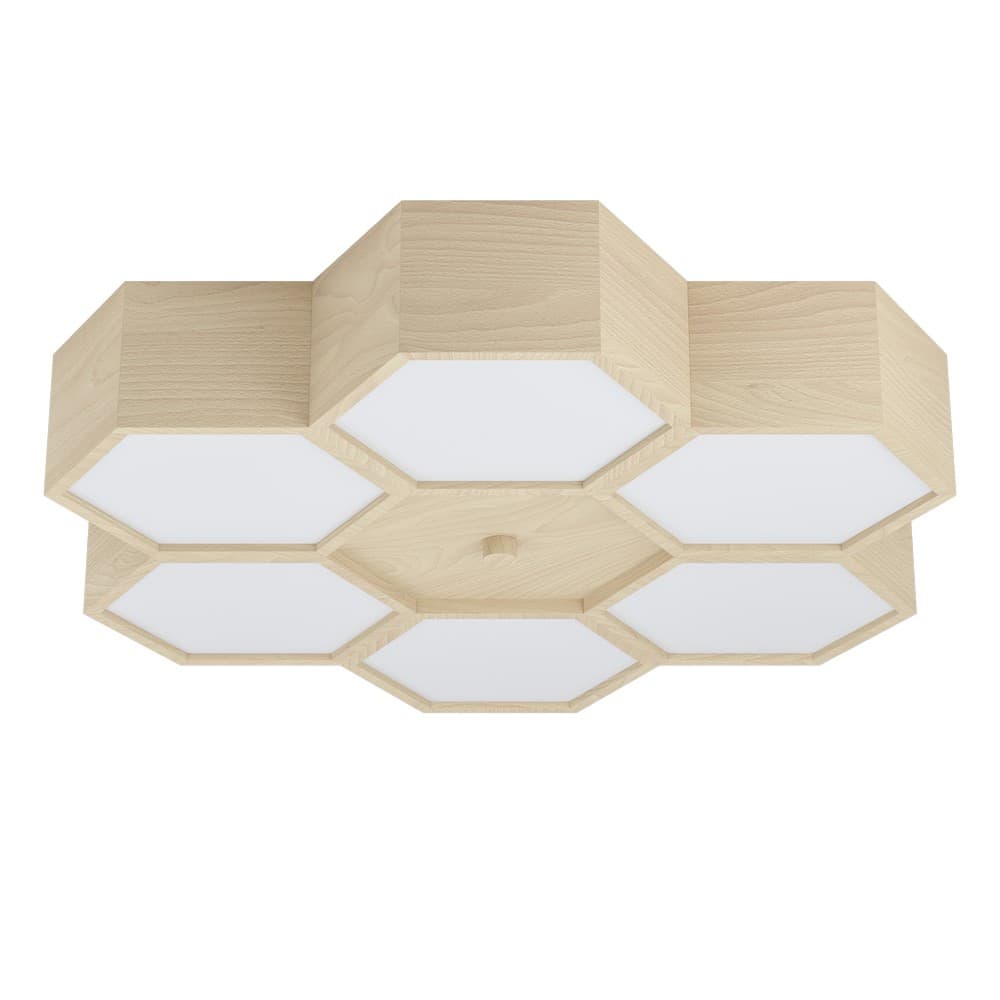 Eglo MIRLAS Wooden Haxagon 6 Lamp Ceiling Light - Brown
