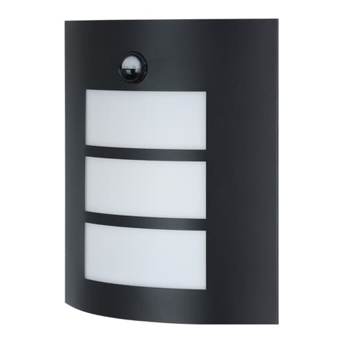 Eglo City Black Outdoor E27 Wall Light IP44 with Sensor