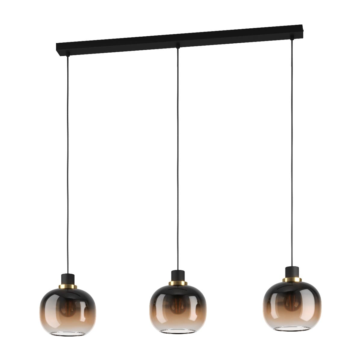 Eglo Oilella Triple Black Brown Brass E27 Pendant Light