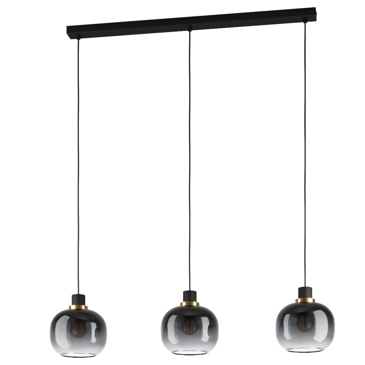 Eglo Oilella Triple Black Grey Brass E27 Pendant Light
