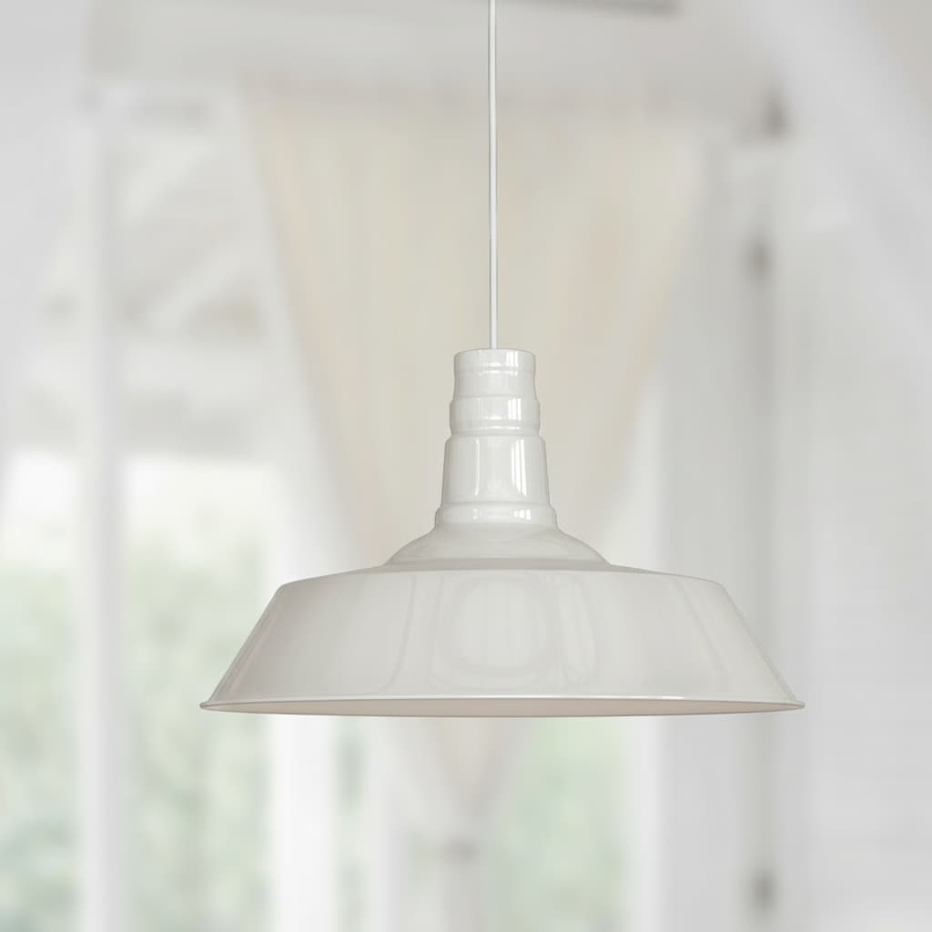 Large Clay White Cream Industrial Dining Room Pendant Light - The Soho Lighting Company