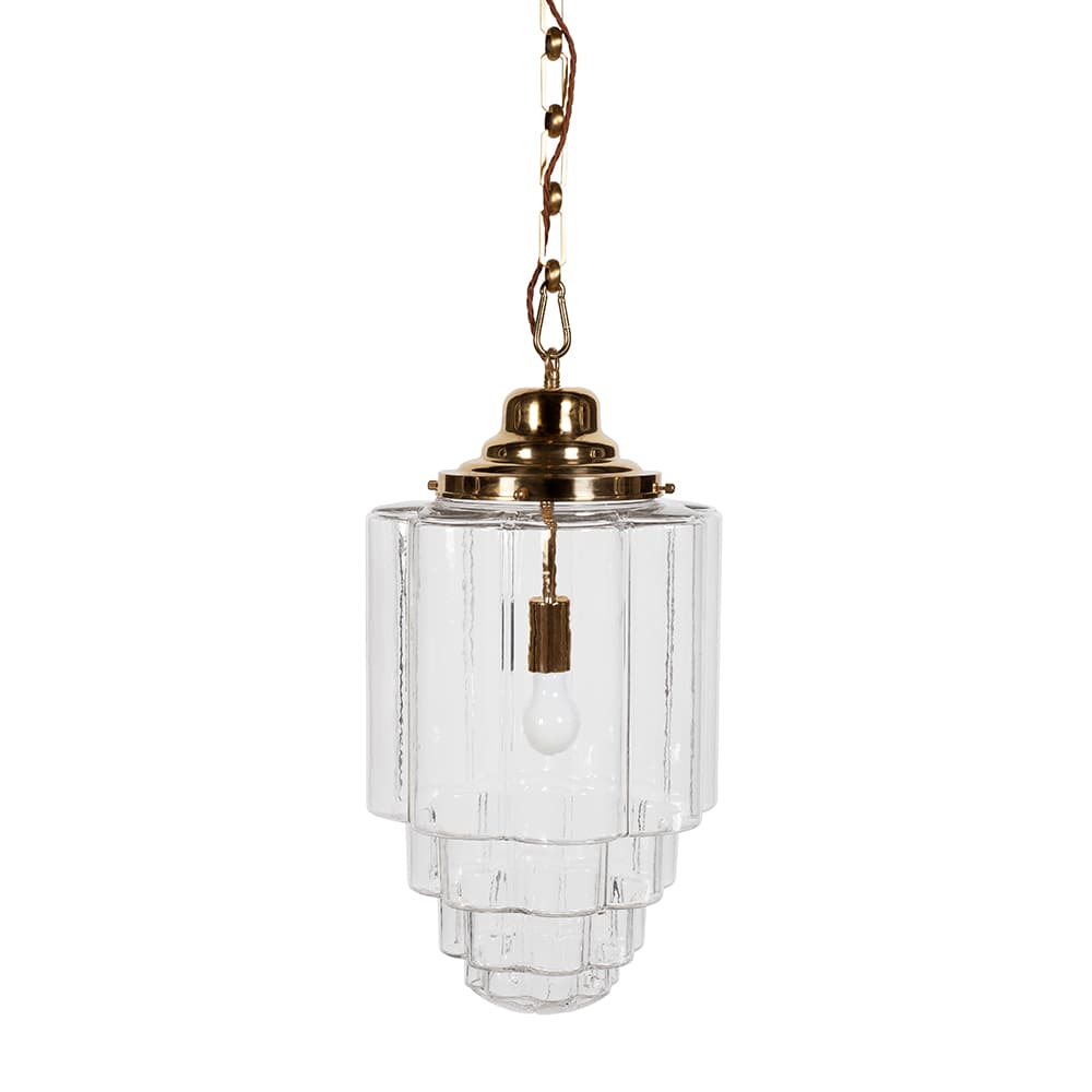 Soho Lighting Glasshouse Brass Clear Glass Schoolhouse Hallway Pendant Light