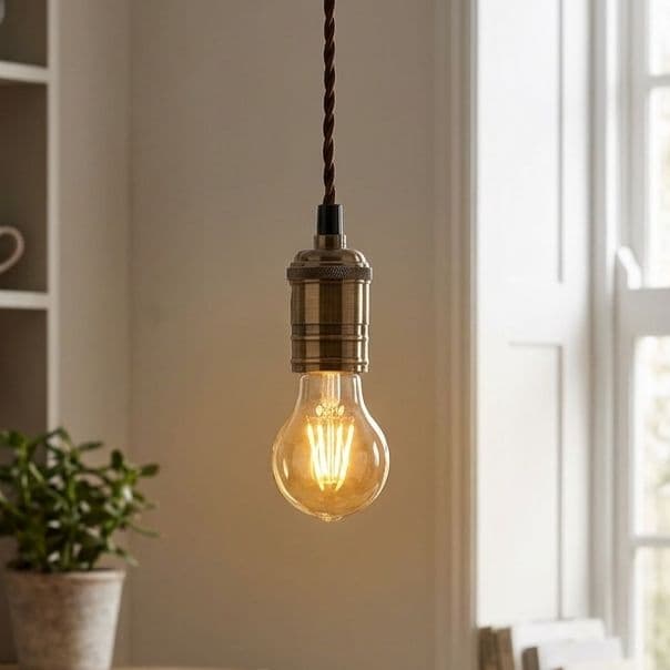 Soho Lighting Antique Brass Bulb Holder Exposed Bulb Pendant Light