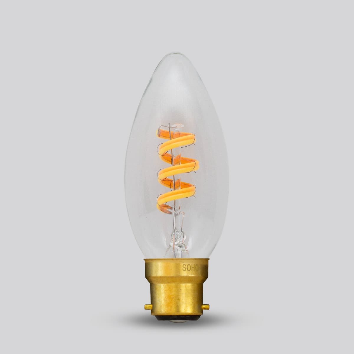 Soho Lighting B22 Dim to warm Candle Clear LED Bulb C35 - 3W - High CRI