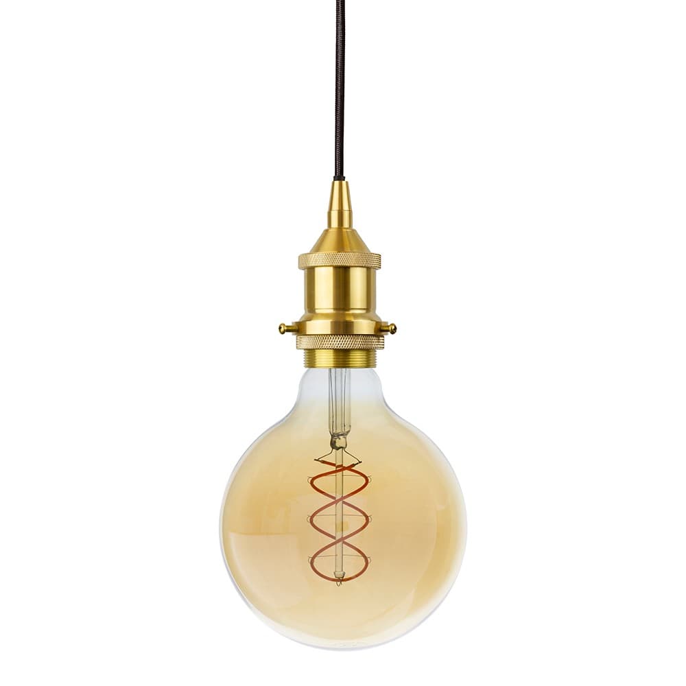 Soho Lighting Polished Brass Decorative Bulb Holder with Black Round Cable
