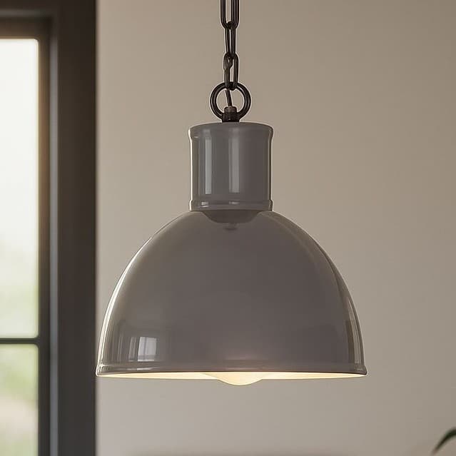French Grey Industrial Hallway Hallway Pendant Light - Wardour - Elesi