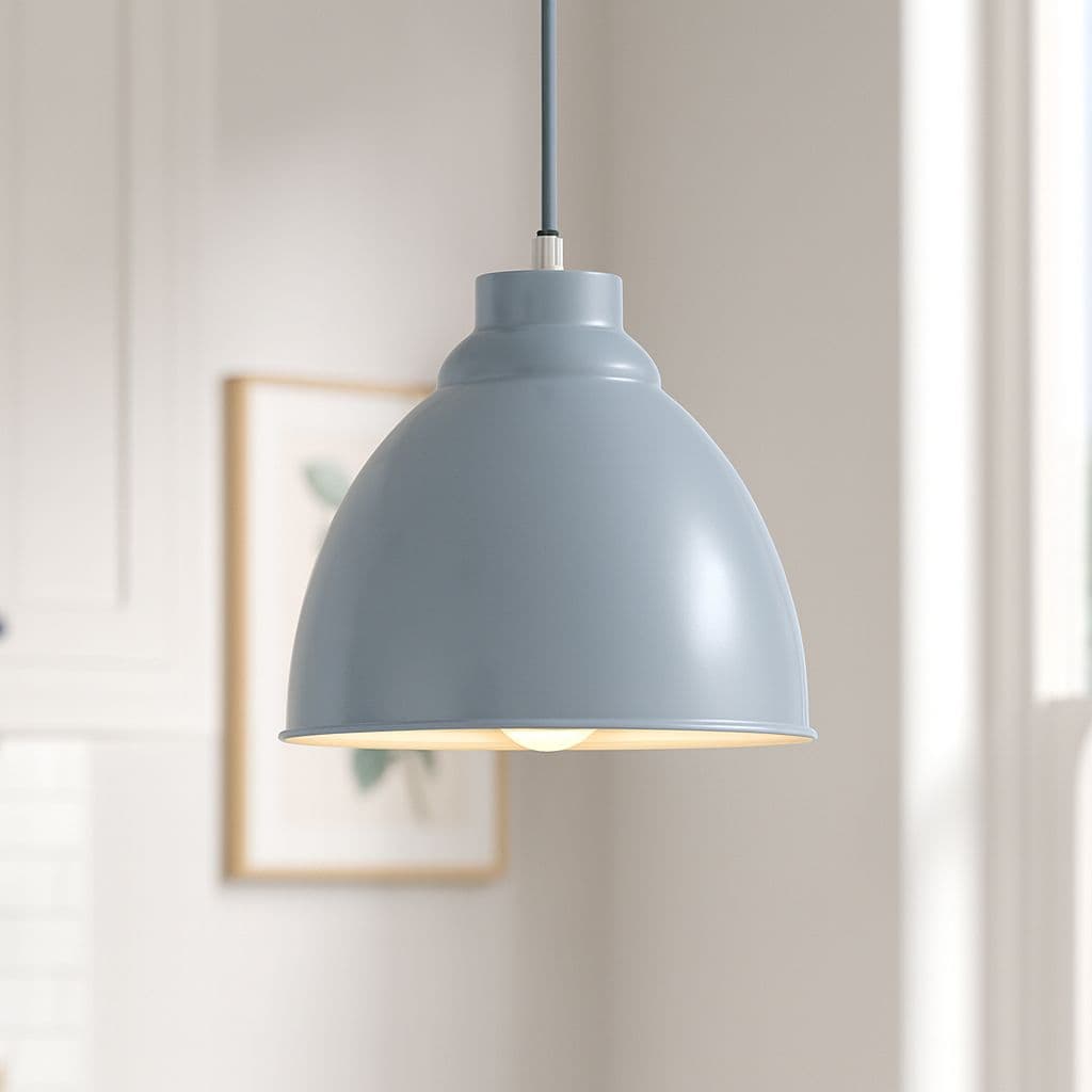 French Grey Oxford Vintage Pendant Light with No Chain - Elesi
