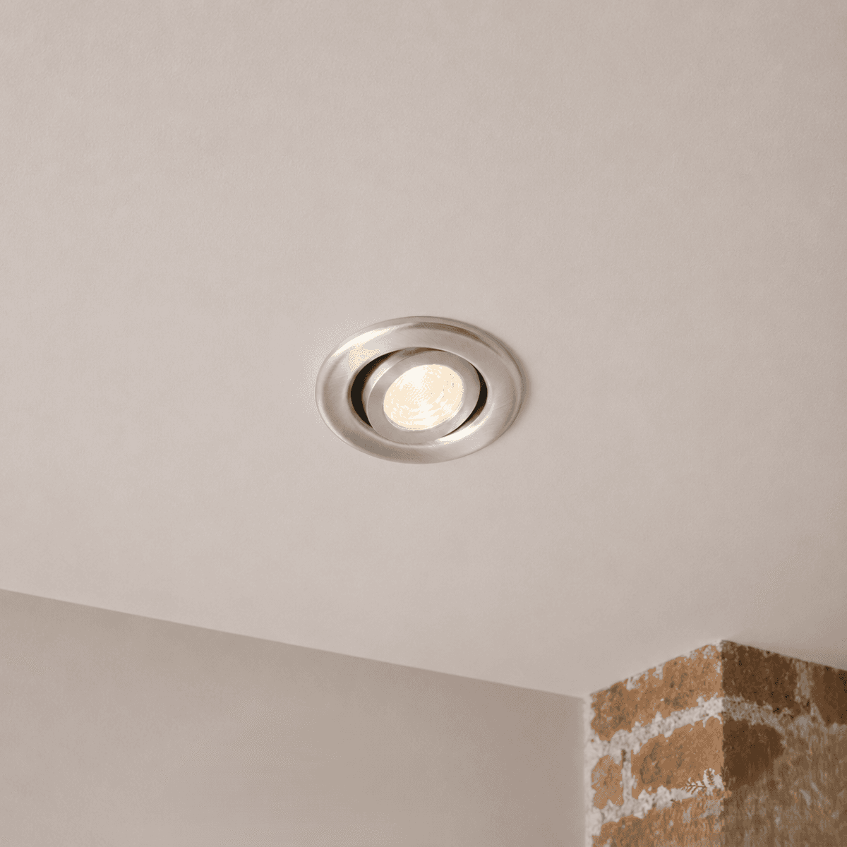 Soho Lighting Brushed Chrome Adjustable 3K Warm White Tiltable LED Downlights - Fire Rated - IP44 - High CRI - Dimmable