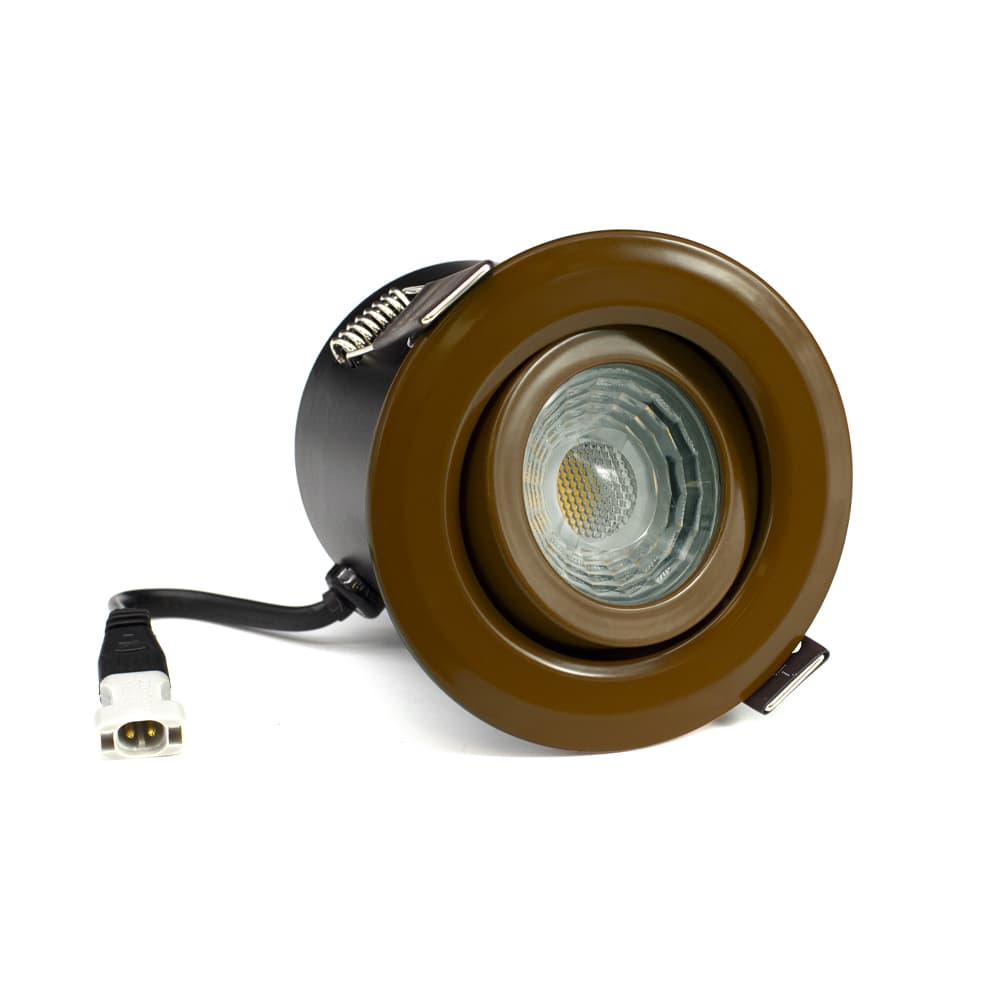 Soho Lighting Brown 3K Warm White Tiltable LED Downlights - Fire Rated - IP44 - High CRI - Dimmable