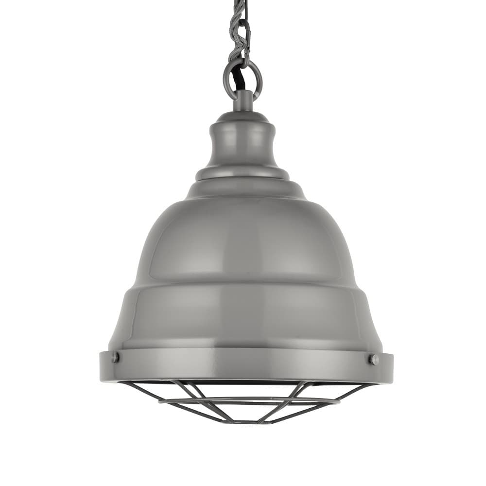 French Grey Vintage Cage Bell Landing Pendant Light - Ganton - Elesi