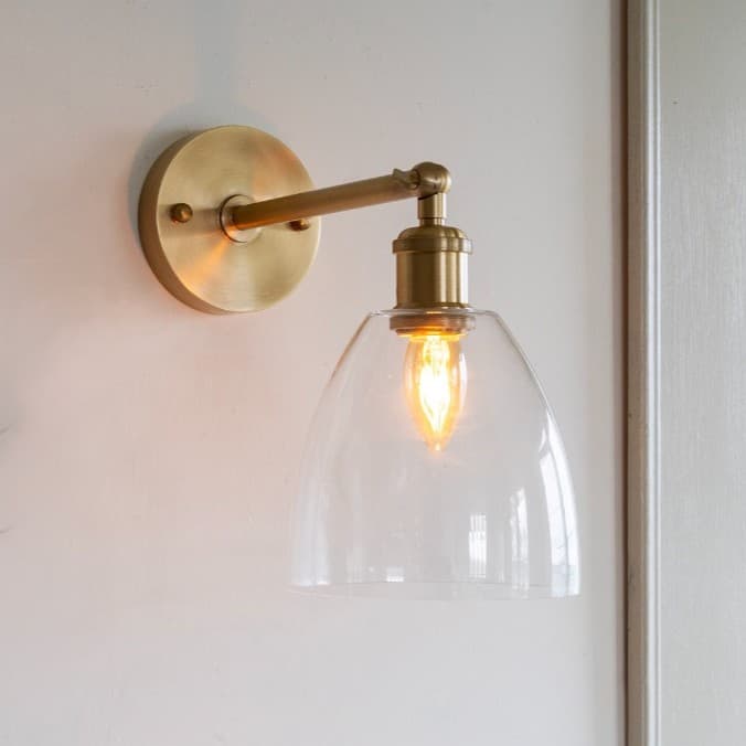 Potter Clear Glass and Brass Wall Light - The Soho Lighting Company