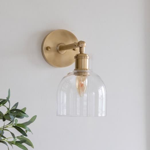 Larkin Clear Glass and Brass Wall Light - The Soho Lighting Company