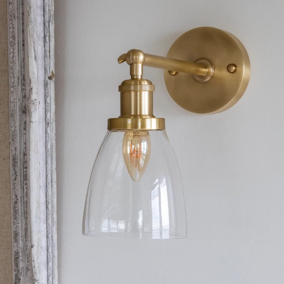 Dickens Clear Small Glass and Brass Wall Light - The Soho Lighting Company
