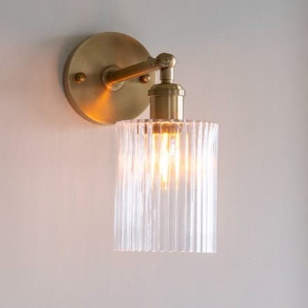 Henley Cylinde Petite Ribbed Glass and Bronze Wall Light - The Soho Lighting Company