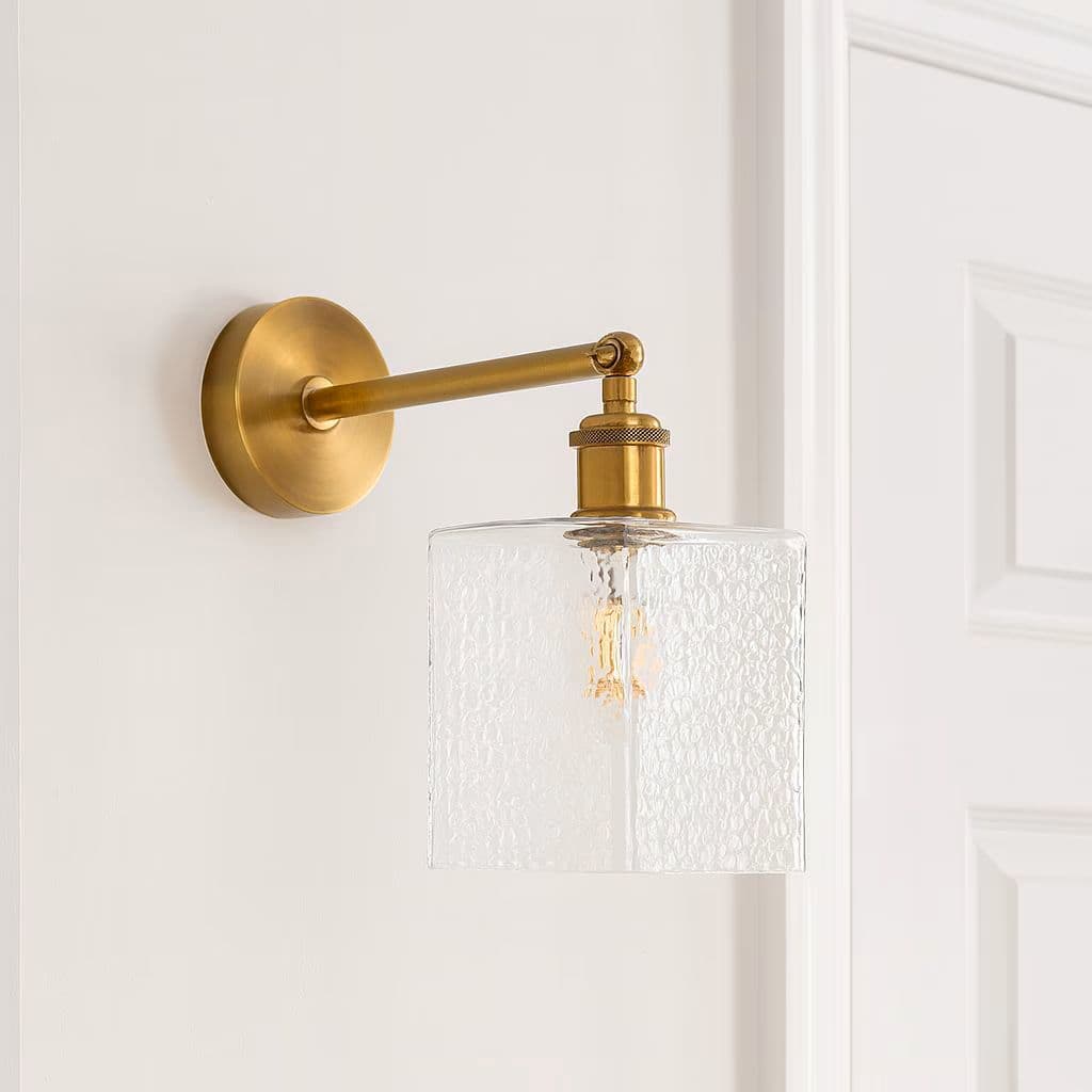 Montagu Cuboid Glass and Bronze Wall Light - The Soho Lighting Company