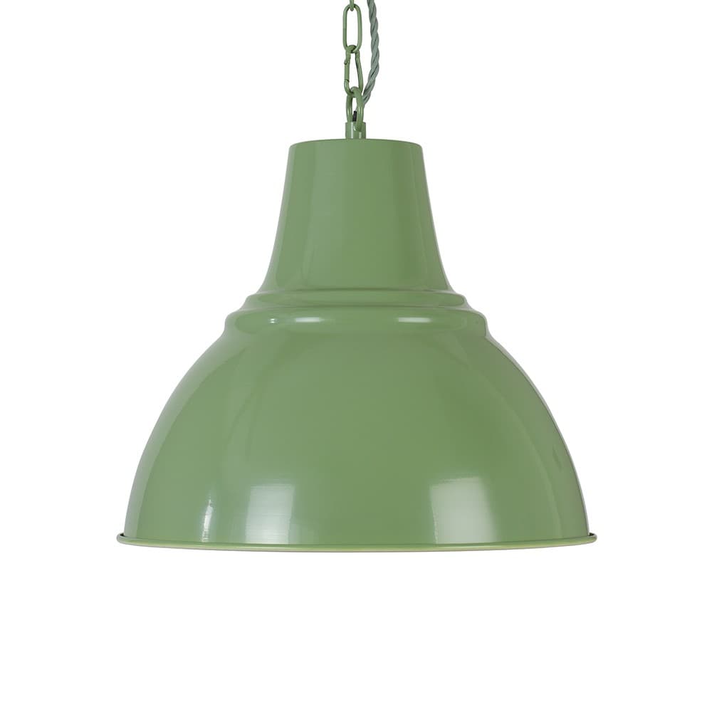 Compton Chalk Green Industrial Bell Pendant Light - Elesi