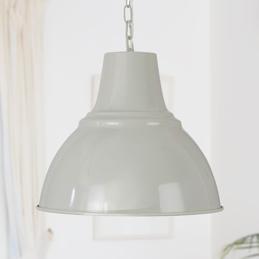Compton Pale Grey Industrial Bell Pendant Light - Elesi