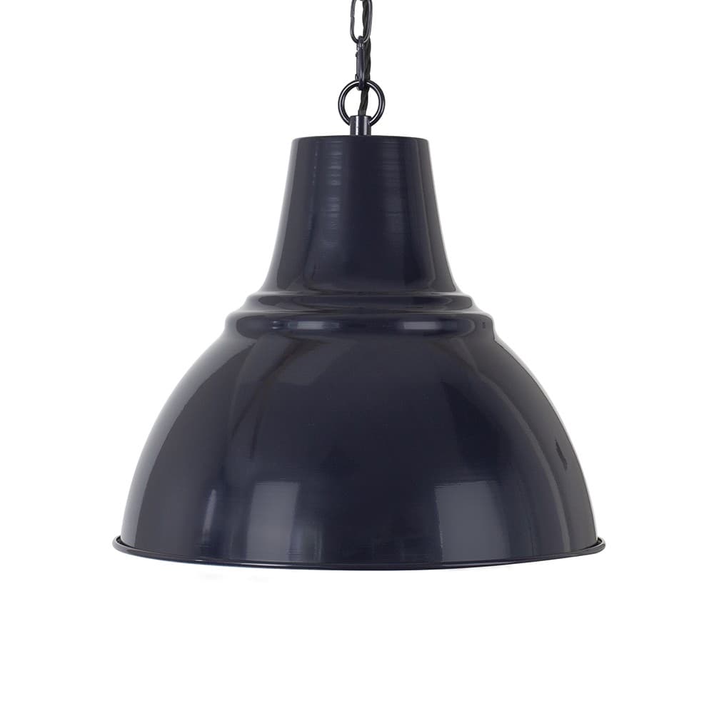 Compton Squid Ink Navy Blue Industrial Bell Pendant Light - Elesi