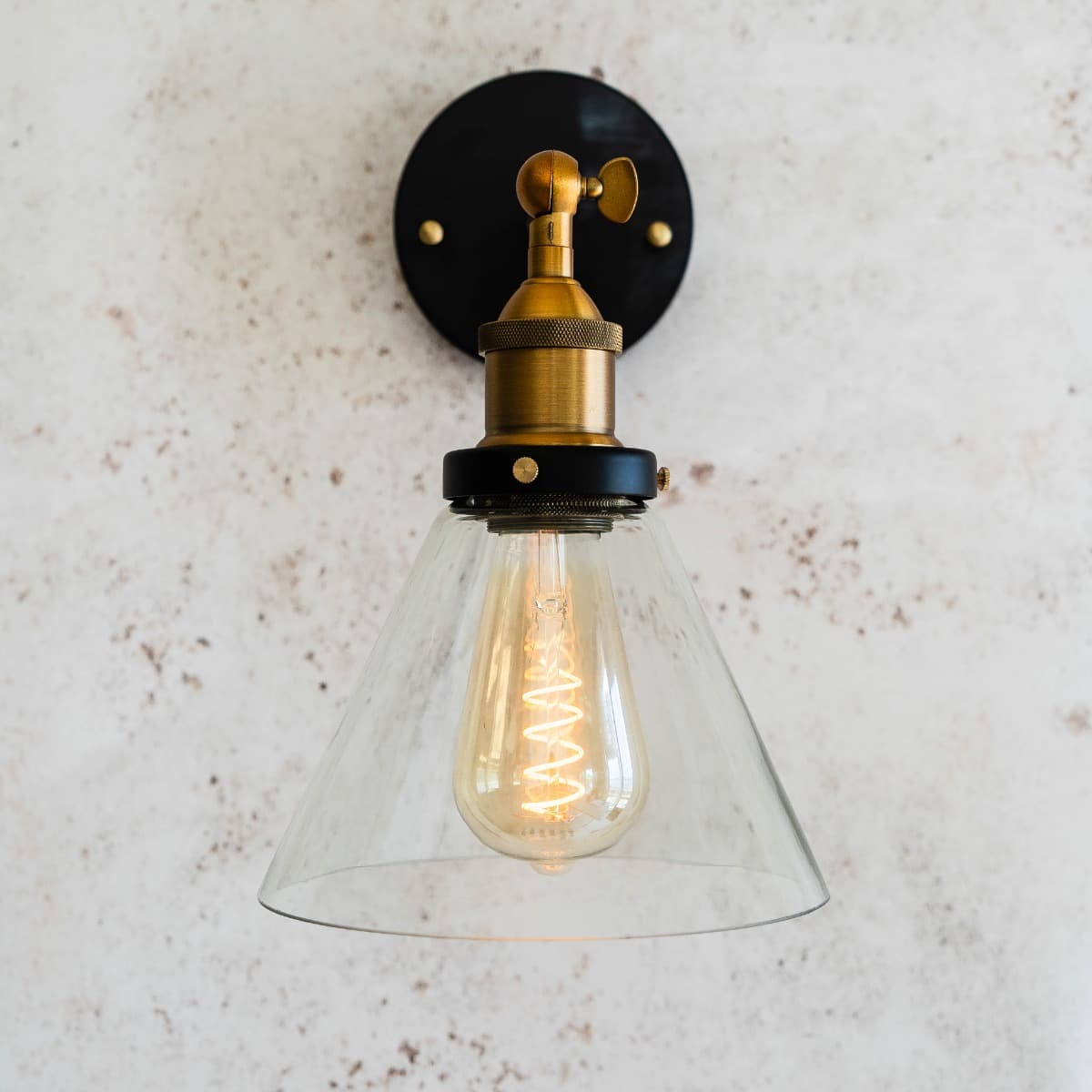 Romilly Clear Glass Funnel Wall Light - Soho Lighting - Brass