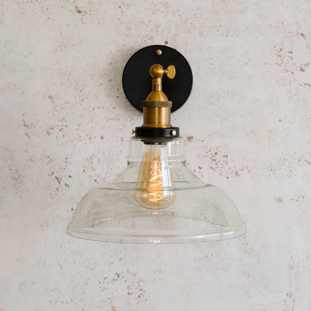 Romilly Clear Glass Step Edison Wall Light - Soho Lighting - Brass