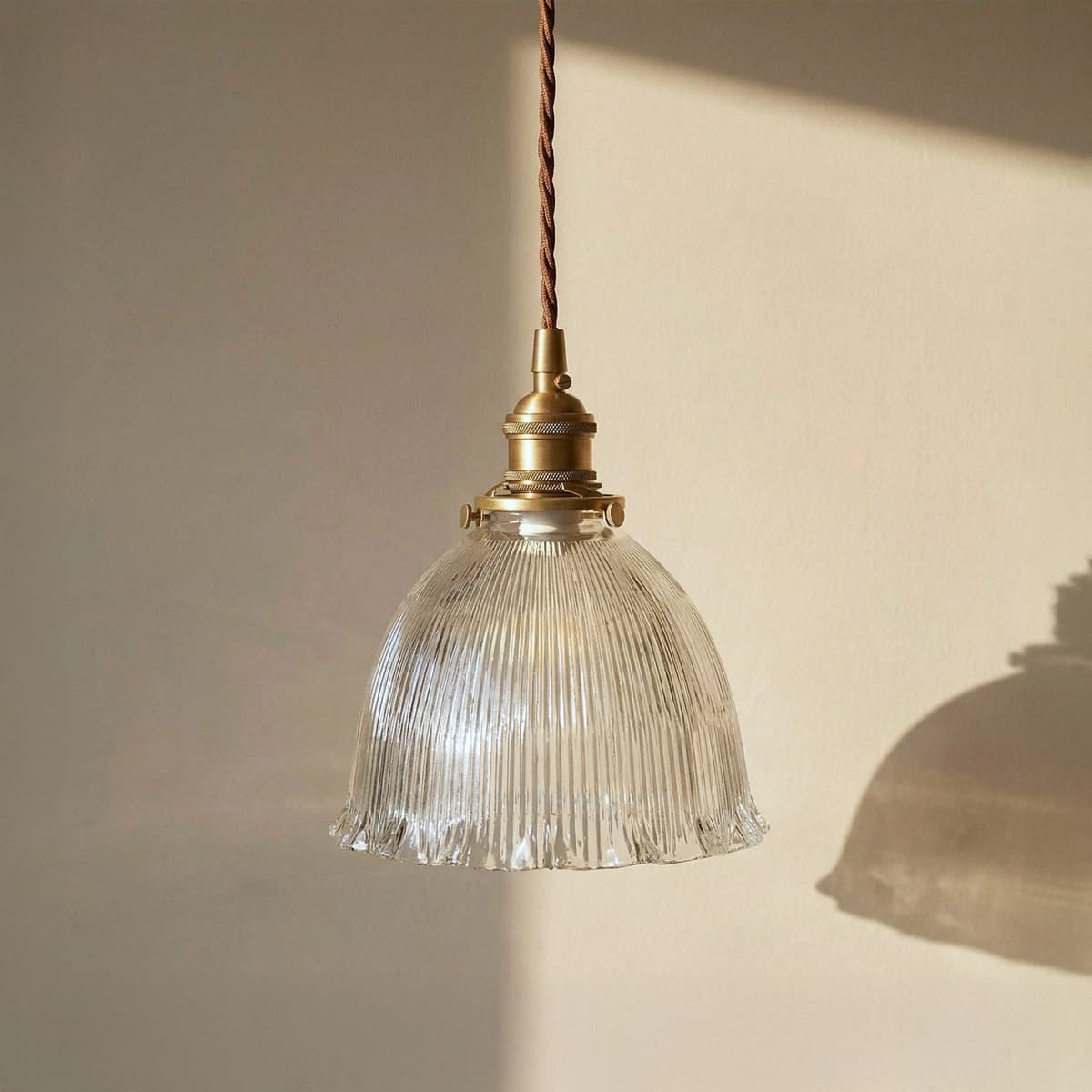 Soho Lighting D'Arblay Lacquered Antique Brass French Style Scalloped Prismatic Glass Dome Pendant Light