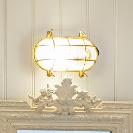 Soho Lighting Flaxman IP65 Outdoor & Bathroom Polished Solid Brass Bulkhead Wall Light