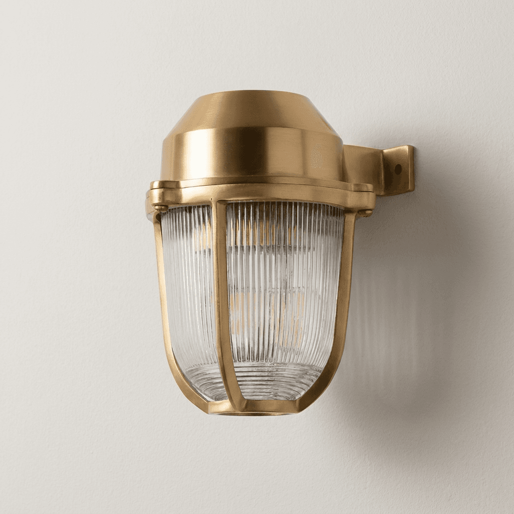Soho Lighting Hopkin IP65 Outdoor & Bathroom Prismatic Glass Lacquered Solid Brass Wall Light