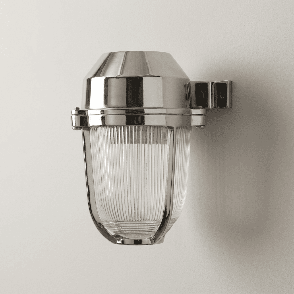Soho Lighting Hopkin IP65 Outdoor & Bathroom Prismatic Glass Nickel Wall Light