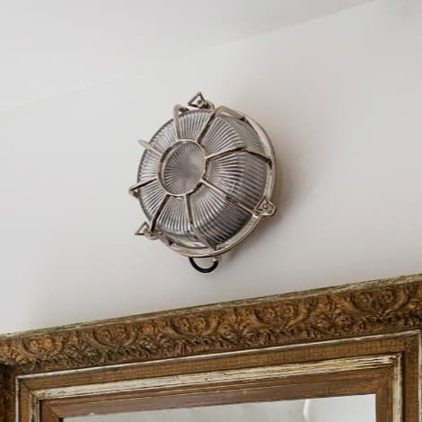 Soho Lighting Carlisle Web Prismatic Glass IP65 Outdoor & Bathroom Nickel Bulkhead Wall Light