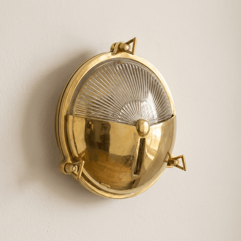 Soho Lighting Carlisle Half Cover IP65 Outdoor & Bathroom Polished Solid Brass Wall Light
