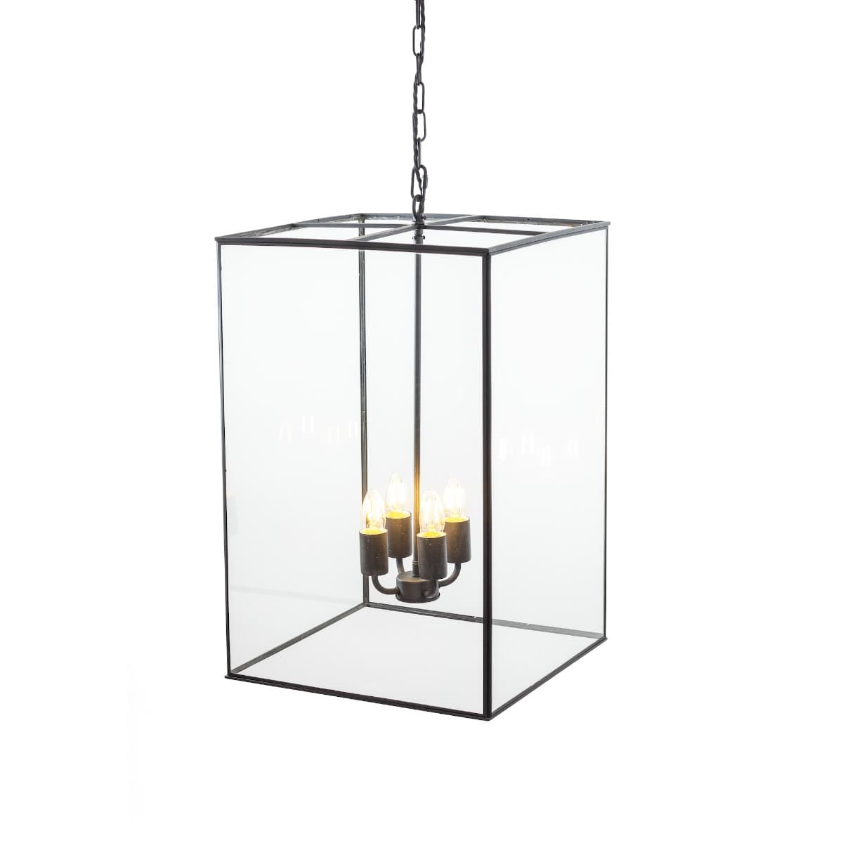 Soho Lighting London Lantern Pendant Crossbar Large Matt Black