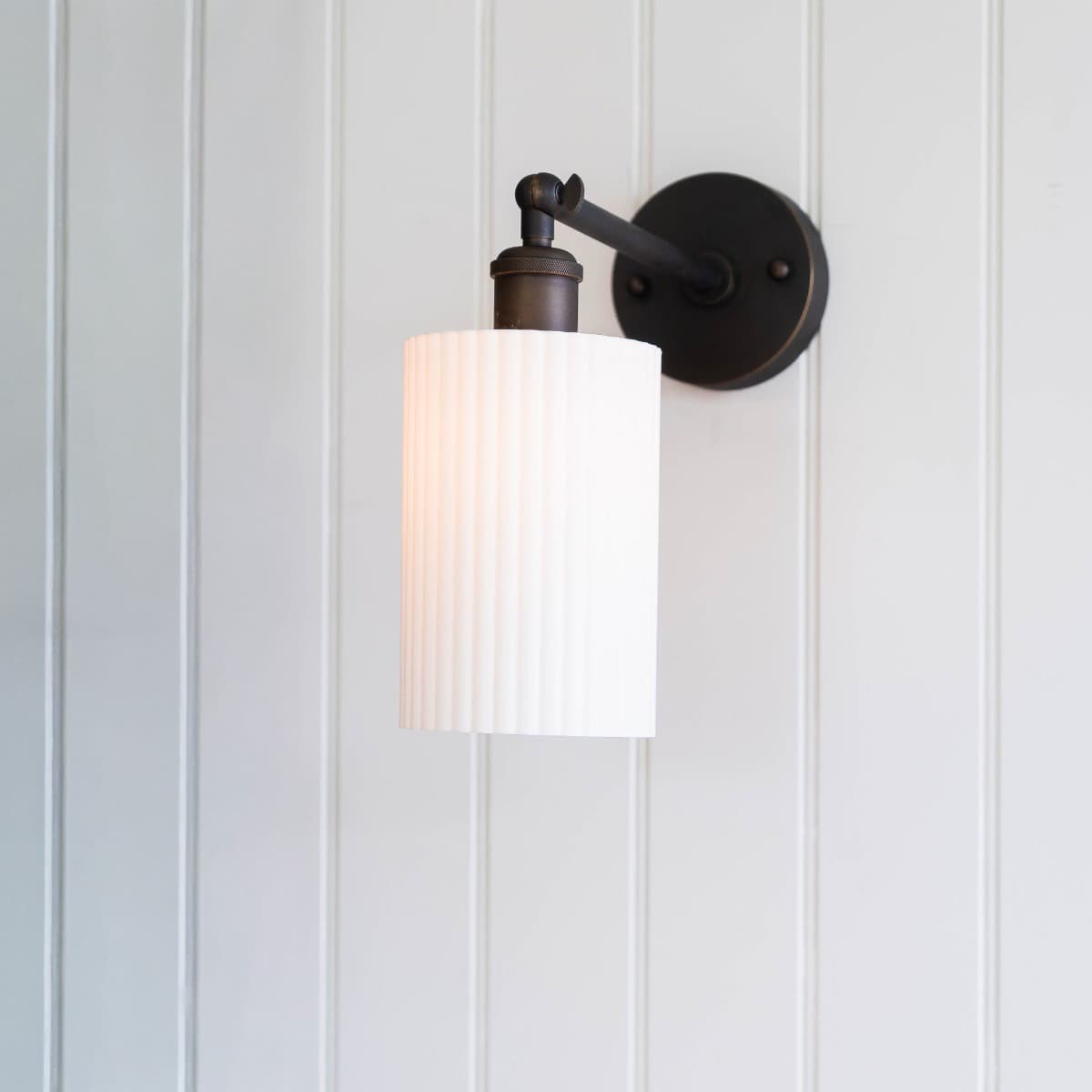 Ionian Ripple Shallow Surf White Wall Light with Brass Arm - The Soho Lighting Company