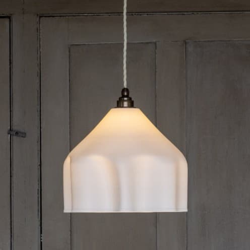Soft White Grand Drape Pendant Light with Old English Bronze Bulb Holder & Brown Cable - The Soho Lighting Company