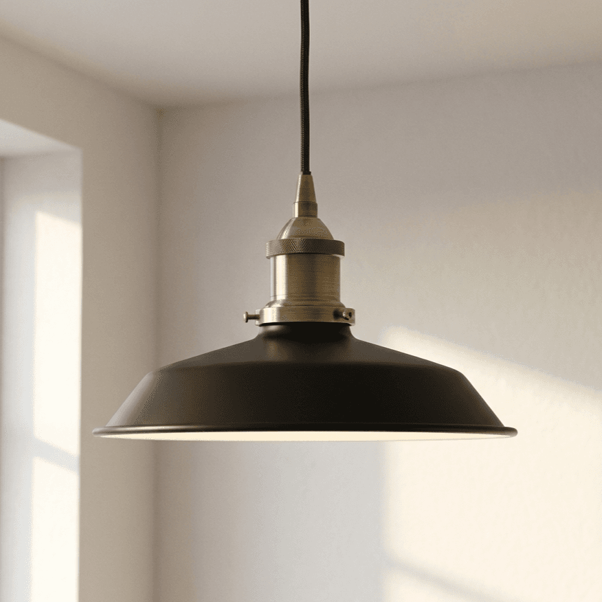 Soho Lighting Matt Black Small Trinity Metal Painted Pendant Light with Matt Antique Copper Lamp Holder and Black Twisted Cable