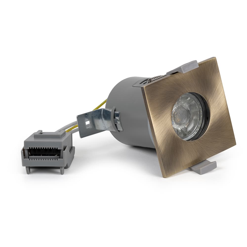 Lieber Antique brass GU10 Fire rated IP65 square downlight